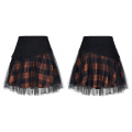 Punk style women skirts plaid patchwork mesh high waist black short mini skirt OPQ-892DQF clothing womens new design PUNK RAVE